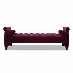 Wholesale ✨ Eliza Upholstered Sofa Bed with 2 Bolster Pillows, Burgundy by Jennifer Taylor 🥰