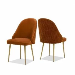 Top 10 ๐ Burnt Orange Performance Velve London Modern Glam Ruched Upholstered Dining Side Chair (Set of 2) by Jennifer Taylor ๐