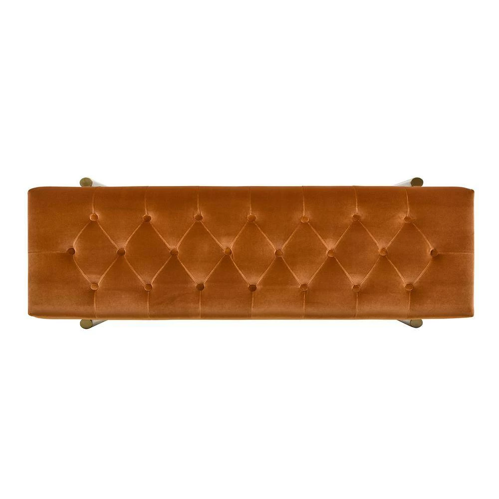 Best Sale 👍 Aria 49 x 20 x 19 in. Burnt Orange Performance Velvet Upholstered Gold Accent Bench by Jennifer Taylor 🌟 - Image 3
