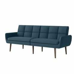 New ๐ Pirro 81.25 in. Caribbean Blue Plush Low-Pile Velour Fabric 3-Seat Full Size Convert-a-Couch Sofa Bed by Handy Living ๐