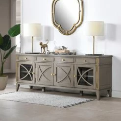 Hot Sale ❤️ Dauphin 71 in. Cashmere Gray Wood TV Stand Storage Display Console Table by Jennifer Taylor 🔔