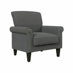 Best Pirce ๐งจ Jean Charcoal Gray Linen Arm Chair by Handy Living ๐คฉ
