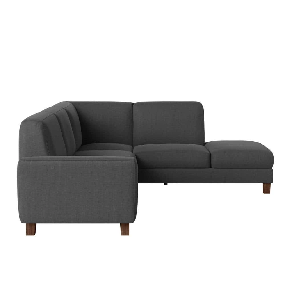 Best reviews of ๐ Zoey 2-Piece Charcoal Gray Linen-Like Fabric 4-Seater L-Shaped Right-Facing Chaise Sectional Sofa by Handy Living ๐งจ - Image 2