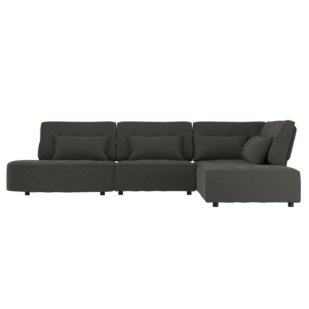 Promo ⭐ McCarthy 5-Piece Charcoal Gray Polyester L-Shaped Modular Sectional Sofa with Ottoman by Handy Living ⭐ - Image 3