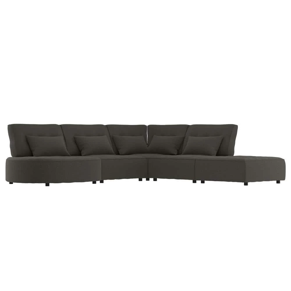 Promo ⭐ McCarthy 5-Piece Charcoal Gray Polyester L-Shaped Modular Sectional Sofa with Ottoman by Handy Living ⭐ - Image 7