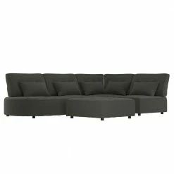 Promo ⭐ McCarthy 5-Piece Charcoal Gray Polyester L-Shaped Modular Sectional Sofa with Ottoman by Handy Living ⭐