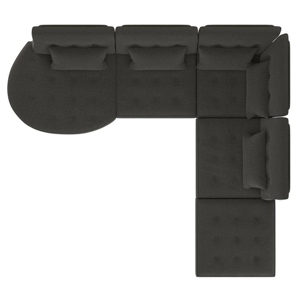 Promo ⭐ McCarthy 5-Piece Charcoal Gray Polyester L-Shaped Modular Sectional Sofa with Ottoman by Handy Living ⭐ - Image 4