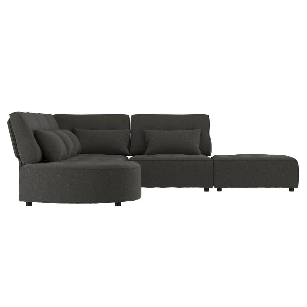 Promo ⭐ McCarthy 5-Piece Charcoal Gray Polyester L-Shaped Modular Sectional Sofa with Ottoman by Handy Living ⭐ - Image 2