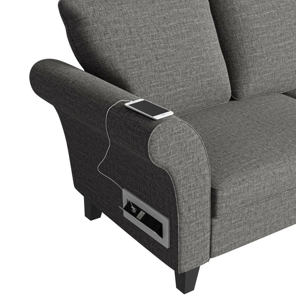 Best Pirce ๐ Brickman 82.9 in. Charcoal Gray Fabric 2-Seater Lawson Sofa with Removable Cushions by Handy Living ๐งจ - Image 5