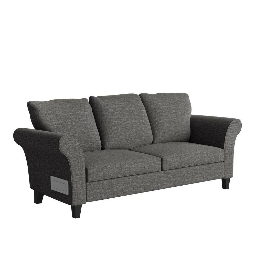 Best Pirce ๐ Brickman 82.9 in. Charcoal Gray Fabric 2-Seater Lawson Sofa with Removable Cushions by Handy Living ๐งจ - Image 6