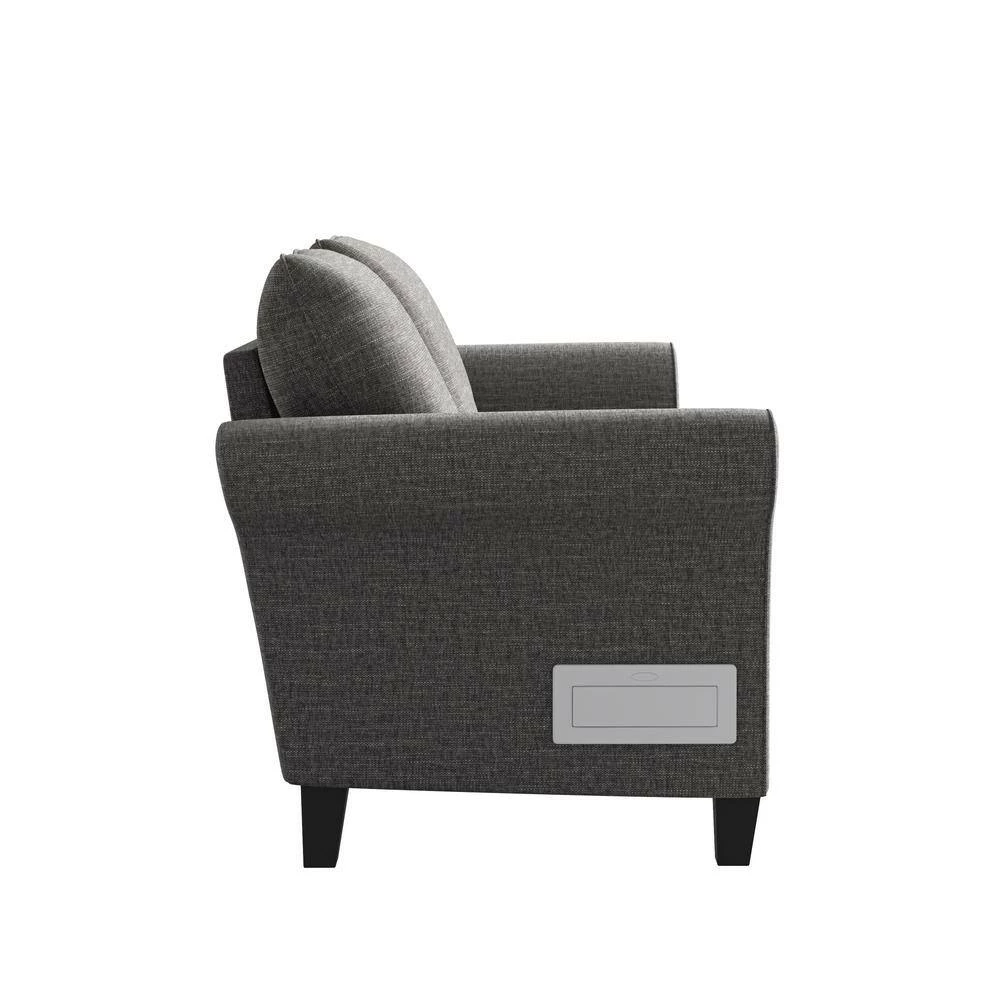 Best Pirce ๐ Brickman 82.9 in. Charcoal Gray Fabric 2-Seater Lawson Sofa with Removable Cushions by Handy Living ๐งจ - Image 2