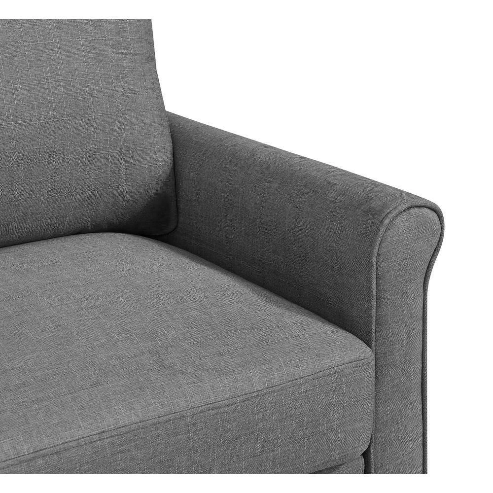 Promo 🌟 LeClaire 79 in. Charcoal Gray Textured Linen-like Fabric 3 Seat Round Arm Sofa by Handy Living ✨ - Image 9