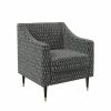 Flash Sale 😉 Garnier Charcoal Gray Urban Geometric Print Fabric Mid-Century Modern Square Slope Arm Chair by Handy Living 👍