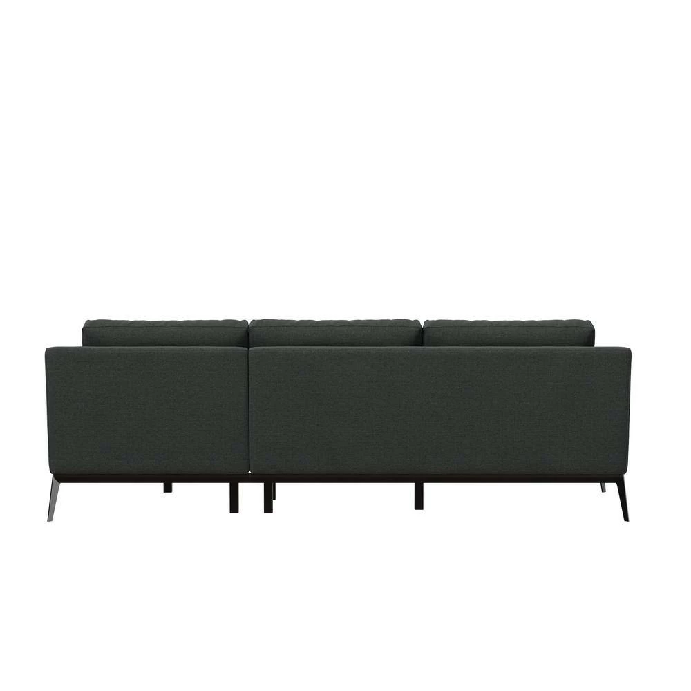 Best Pirce 🧨 Trinette Modern 2-Piece Charcoal Woven Linen Fabric 3-Seat L-Shaped Right Facing Sectional Sofa with Chaise by Handy Living ❤️ - Image 4