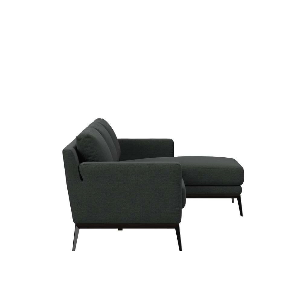 Best Pirce 🧨 Trinette Modern 2-Piece Charcoal Woven Linen Fabric 3-Seat L-Shaped Right Facing Sectional Sofa with Chaise by Handy Living ❤️ - Image 2