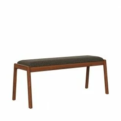 Top 10 ✔️ Richman 19 in. H Cherry Mid Century Modern Armless Wood Dining Bench with Upholstered Seat in Brown Fabric by Handy Living ✨