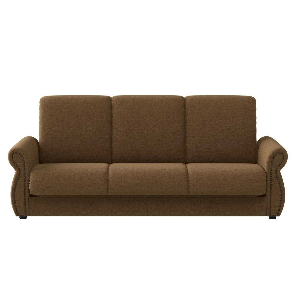 Best reviews of ๐ฏ Reyn 87 in. Wide Chestnut Brown Chenille Flared Rolled Arm 3-Seat Convert-a-Couch Full Size Sofa Bed by Handy Living ๐งจ - Image 8