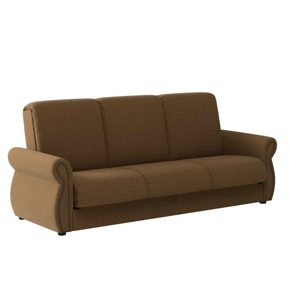 Best reviews of ๐ฏ Reyn 87 in. Wide Chestnut Brown Chenille Flared Rolled Arm 3-Seat Convert-a-Couch Full Size Sofa Bed by Handy Living ๐งจ - Image 2