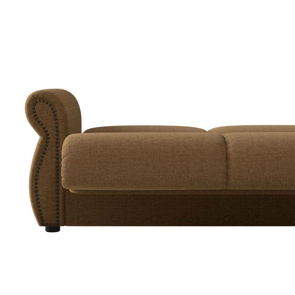 Best reviews of ๐ฏ Reyn 87 in. Wide Chestnut Brown Chenille Flared Rolled Arm 3-Seat Convert-a-Couch Full Size Sofa Bed by Handy Living ๐งจ - Image 11