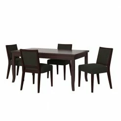 Outlet ๐ Arielle 5-piece Chocolate Brown Butterfly Leaf Dining Table in Espresso and Armless Dining Chairs Textured Woven by Handy Living ๐