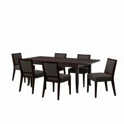 Best Pirce ๐ Arielle 7-piece Chocolate Brown Butterfly Leaf Dining Table in Espresso and Armless Chairs Textured Woven by Handy Living ๐งจ