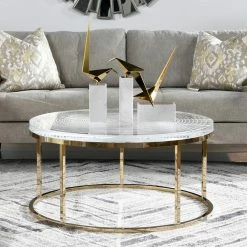 Wholesale ๐ Dendros 36 in. and 18 in. Clear Gold Round Acrylic Coffee Table by Jennifer Taylor ๐งจ