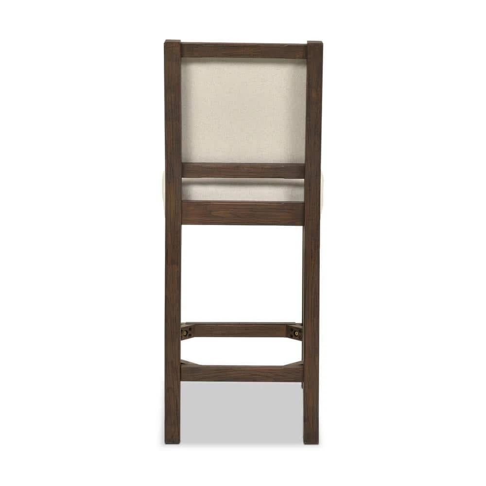 Cheapest ✔️ Laura 45.5 in. Coconut White Tufted Birch Wood 32 in. Barstool with Linen Seat by Jennifer Taylor 👏 - Image 6