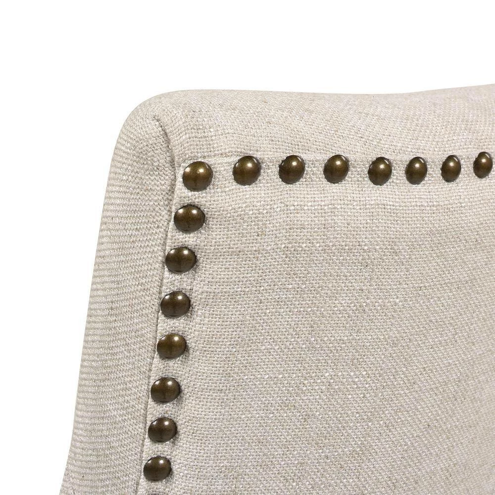 Cheapest ✔️ Laura 45.5 in. Coconut White Tufted Birch Wood 32 in. Barstool with Linen Seat by Jennifer Taylor 👏 - Image 8