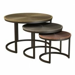 Top 10 👏 Schryer 26 in. L Copper, Brass and Nickel 17 in. H Metal Nesting Coffee Tables (Set of 3) by Handy Living ✨
