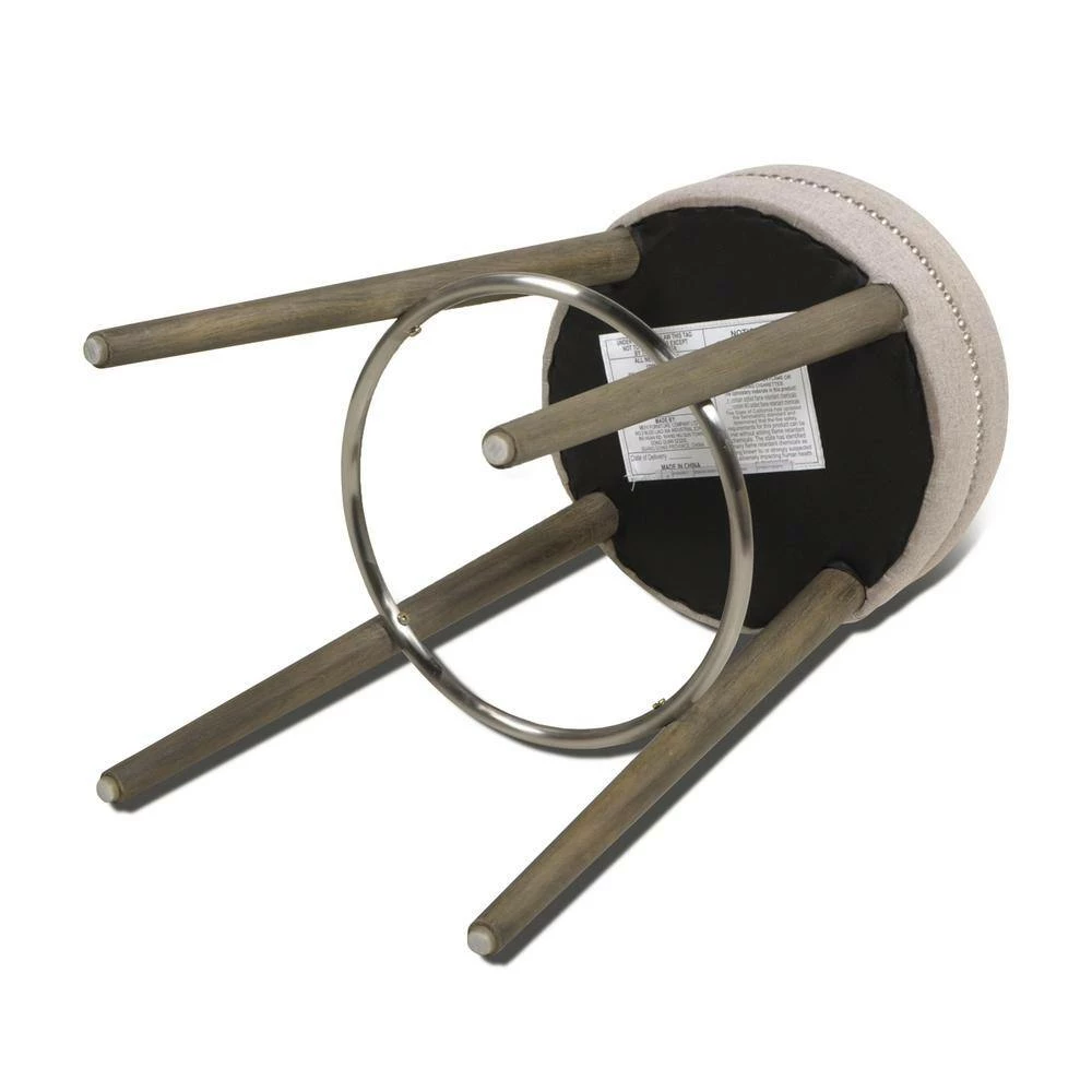 Promo ๐ Vesper 30 in. H Country Gray Linen Round Backless Bar Stool by Jennifer Taylor ๐งจ - Image 4