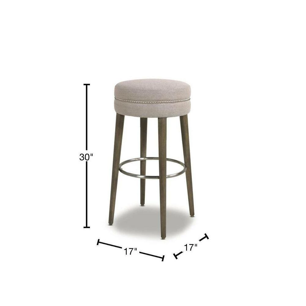 Promo ๐ Vesper 30 in. H Country Gray Linen Round Backless Bar Stool by Jennifer Taylor ๐งจ - Image 3