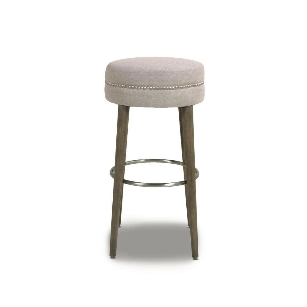 Promo ๐ Vesper 30 in. H Country Gray Linen Round Backless Bar Stool by Jennifer Taylor ๐งจ - Image 5