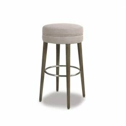 Promo ๐ Vesper 30 in. H Country Gray Linen Round Backless Bar Stool by Jennifer Taylor ๐งจ