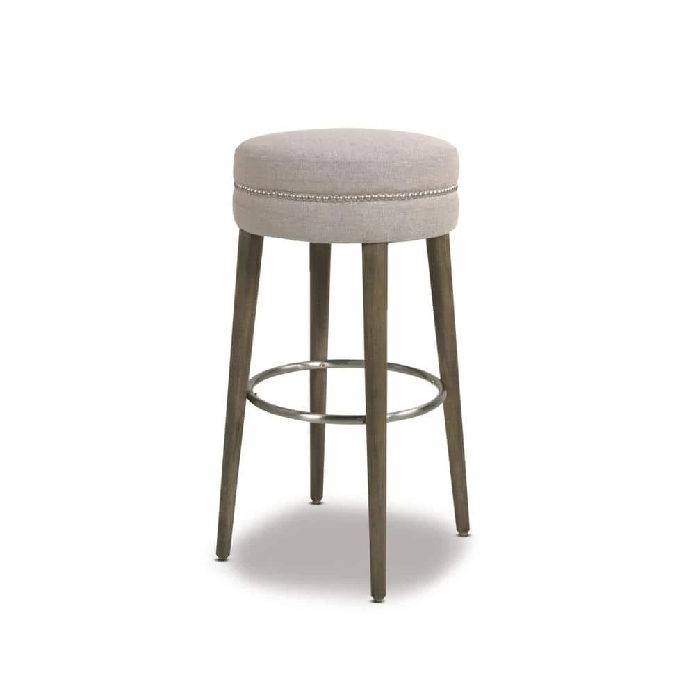 Promo ๐ Vesper 30 in. H Country Gray Linen Round Backless Bar Stool by Jennifer Taylor ๐งจ