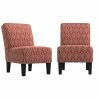 Discount 😍 Reames Cranberry Red Diamond Medallion Fabric Slipper Chairs (Set of 2) by Handy Living ✨