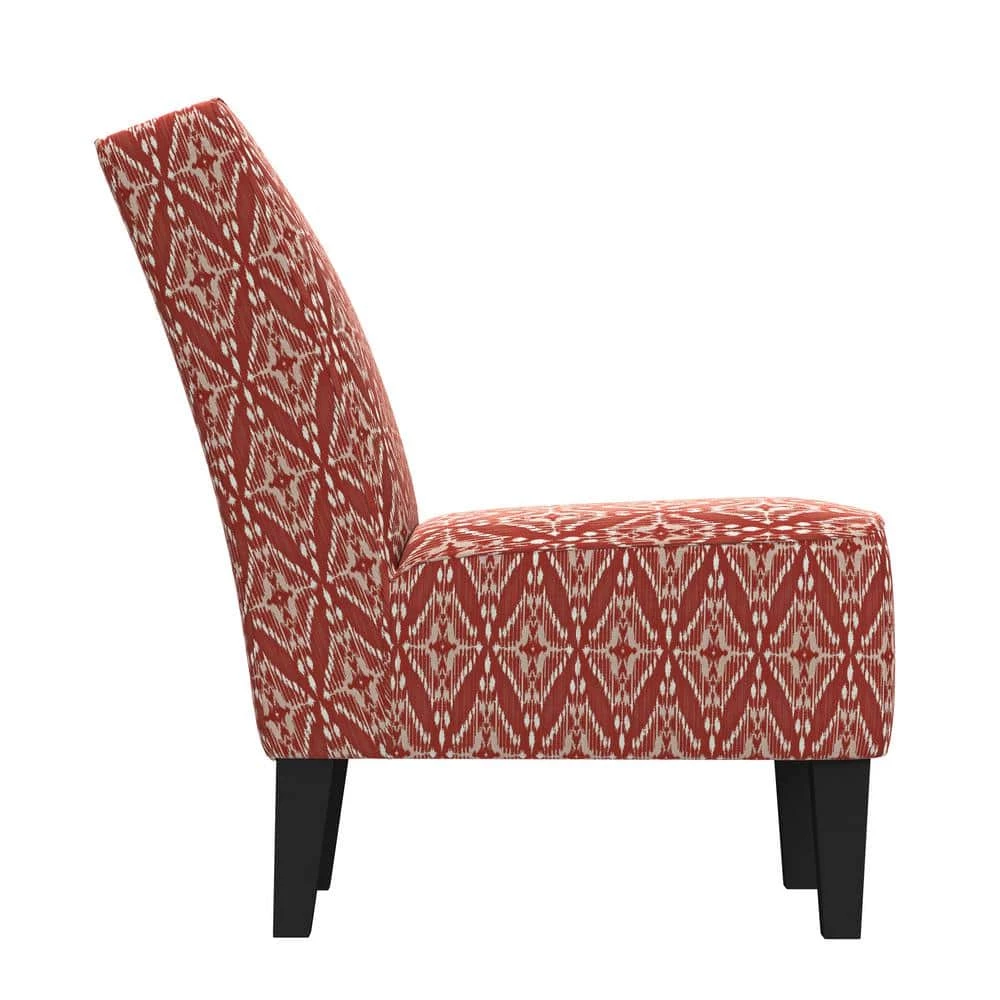 Discount 😍 Reames Cranberry Red Diamond Medallion Fabric Slipper Chairs (Set of 2) by Handy Living ✨ - Image 2