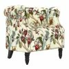 Flash Sale 🤩 Annalise Cream Multi-Floral with Birds Printed Fabric Chesterfield Arm Chair by Handy Living 😍