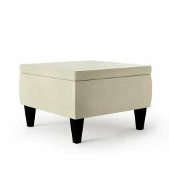 Best deal โ Shumer Square Creamy Tan Oatmeal Linen Bench Storage Ottoman with Removable Top 19 in. H x 28 in. W x 28 in. D by Handy Living โค๏ธ