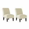 Deals 😉 Reames Creamy Tan Oatmeal Linen-Like Fabric Slipper Chairs with Nailhead Trim (Set of 2) by Handy Living 🌟