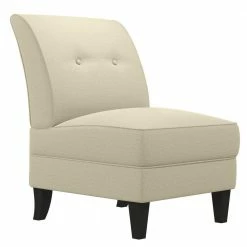 Best Sale 🔔 Shumer Creamy Tan Oatmeal Linen-Like Fabric Slipper Chair by Handy Living 👍