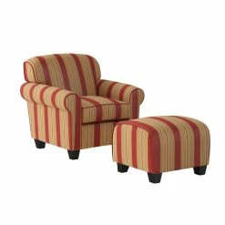 Wholesale 😀 Winnetka Arm Chair and Ottoman in Crimson Red Stripe by Handy Living 😉