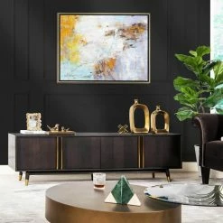 Best deal 🤩 Hausen Brown Oak Wood and Veneer Mid Century Modern Storage Media Console by Jennifer Taylor 😍