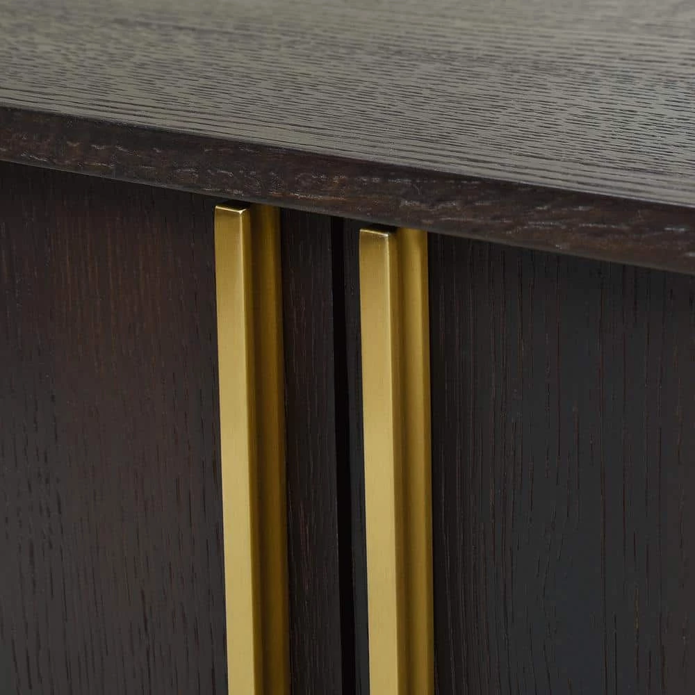 Best deal 🤩 Hausen Brown Oak Wood and Veneer Mid Century Modern Storage Media Console by Jennifer Taylor 😍 - Image 6