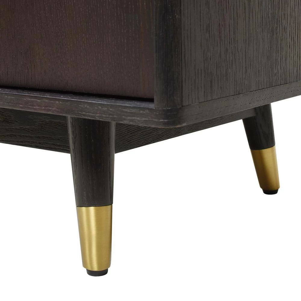 Best deal 🤩 Hausen Brown Oak Wood and Veneer Mid Century Modern Storage Media Console by Jennifer Taylor 😍 - Image 7