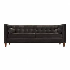Coupon ✨ Jack 84 in. Dark Charcoal Grey Velvet 3-Seater Tuxedo Sofa with Removable Cushions by Jennifer Taylor 😍