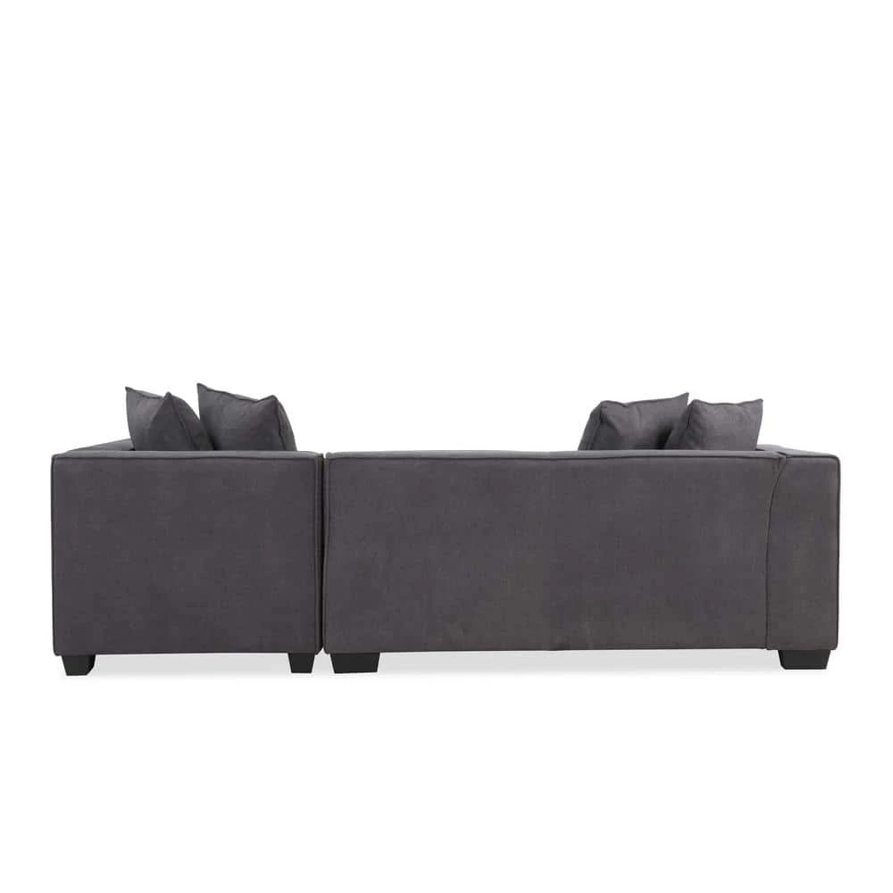 Cheap โค๏ธ Phoenix 3-Piece Dark Gray Polyester 4-Seater L-Shaped Right-Facing Sectional Sofa with Ottoman by Handy Living โ - Image 6