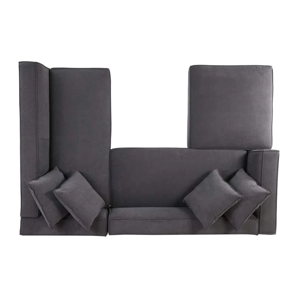 Cheap โค๏ธ Phoenix 3-Piece Dark Gray Polyester 4-Seater L-Shaped Right-Facing Sectional Sofa with Ottoman by Handy Living โ - Image 4