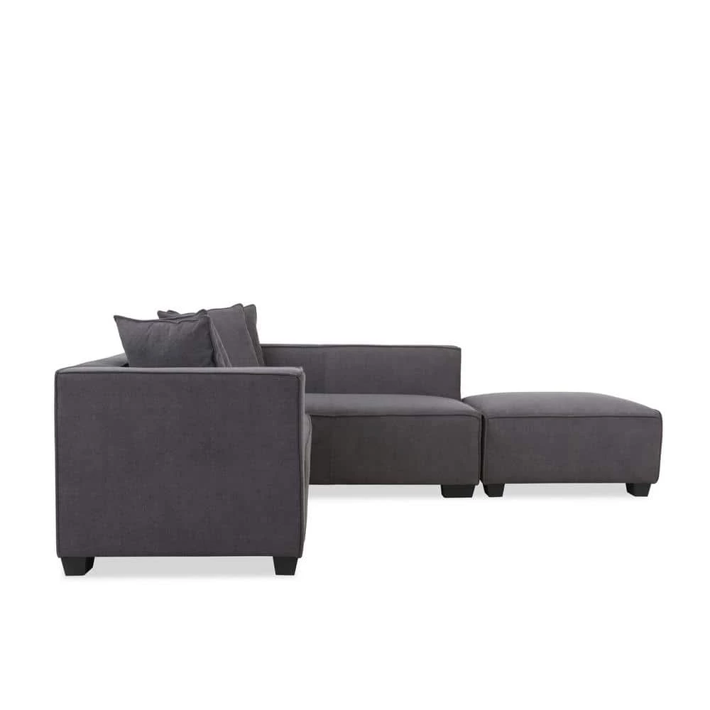 Cheap โค๏ธ Phoenix 3-Piece Dark Gray Polyester 4-Seater L-Shaped Right-Facing Sectional Sofa with Ottoman by Handy Living โ - Image 2