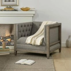 Cheapest 👍 Sylvan Farmhouse Oak Tuxedo Armchair, Heathered Grey by Jennifer Taylor 🌟