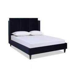 Flash Sale 🤩 Adonis 65" W Tall Wingback Queen Platform Bed Frame, Dark Navy Blue Velvet by Jennifer Taylor 😍